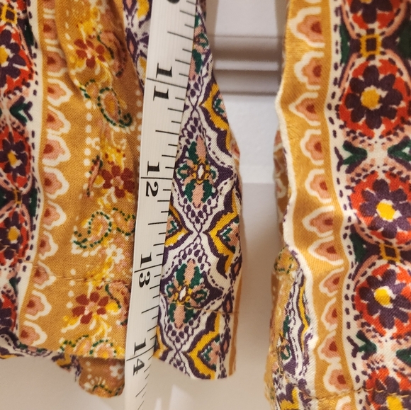 Auw Floral Yellow Red Jumpsuit Size Large Adjustanle Speggeti Straps Boho - Picture 8 of 8